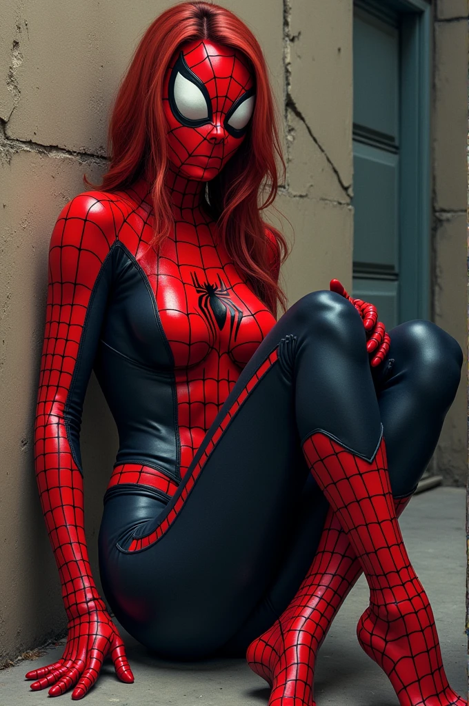 Do Gwen ( the spider woman) with her leg open marking her pussy