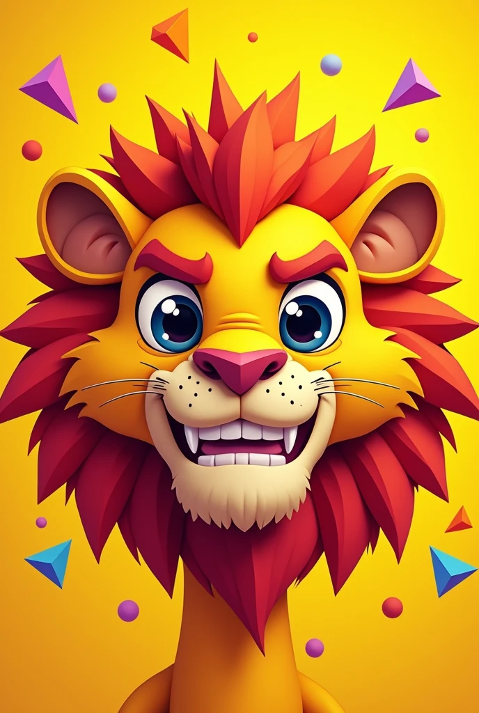 Cartoon lion face with sharp angles