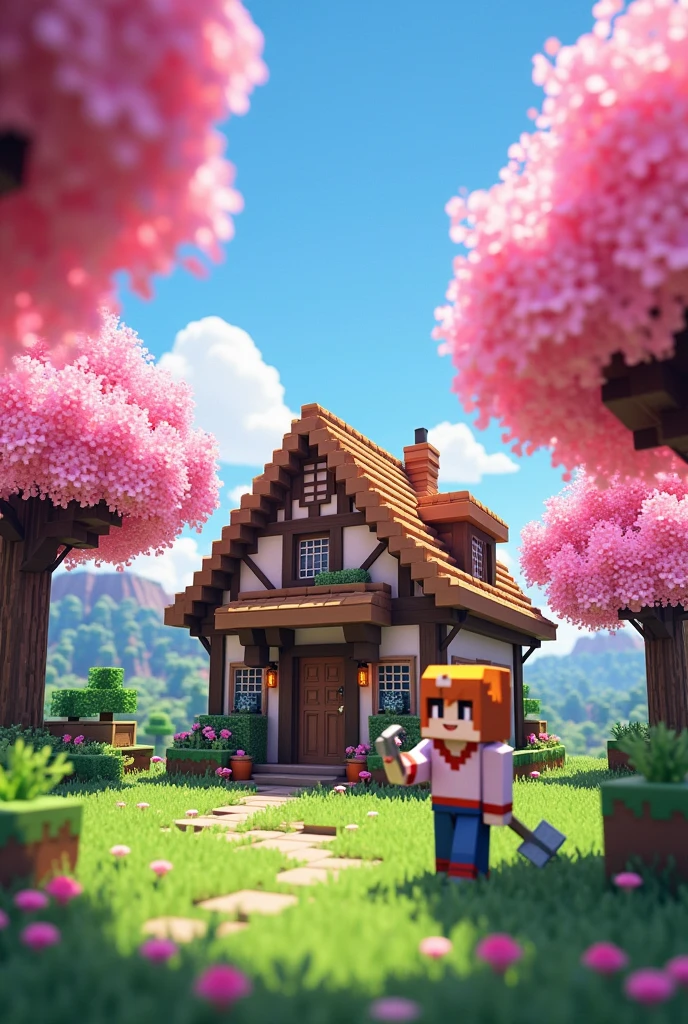 Mincraft cherry blossem house