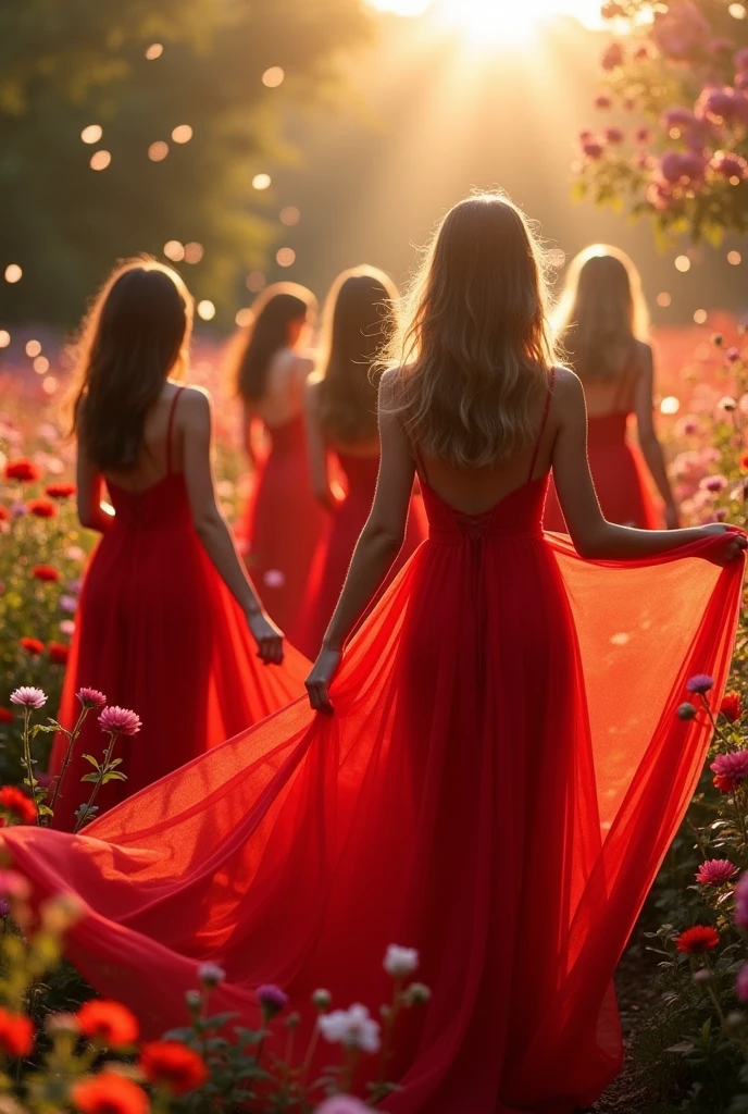 Girls wear red transparent dress