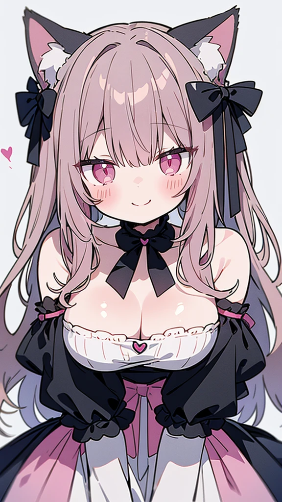 Gray Hair, Pink Eyes, Portraiture, tobacco, One person, High resolution,Cat ear, whole body, Large Breasts, smile, Highest quality, Ultra high definition, Very detailed,