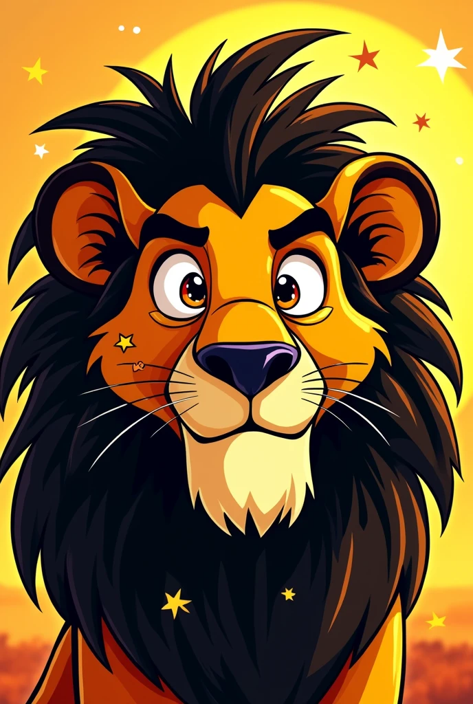 Lion face cartoon sharp angled black