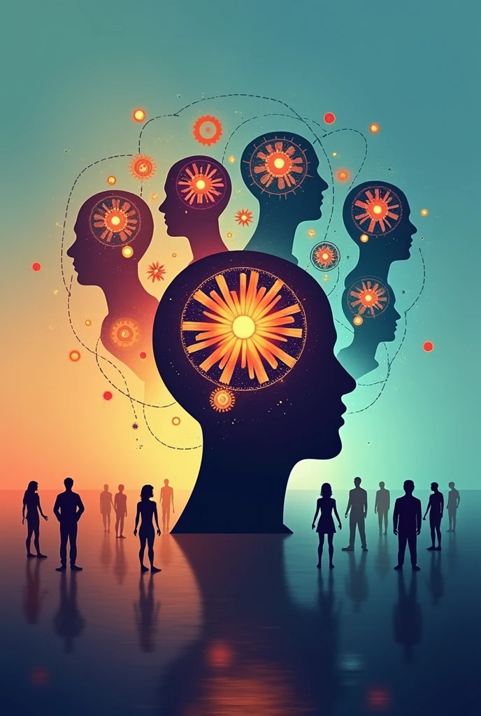 Creative Minds: An image that represents several heads (silhouettes) with gears or lights on inside, symbolizing the creativity and innovative ideas that arise when employees feel valued and safe.