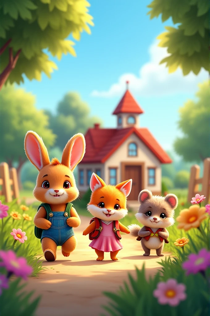 Little animals going to preschool