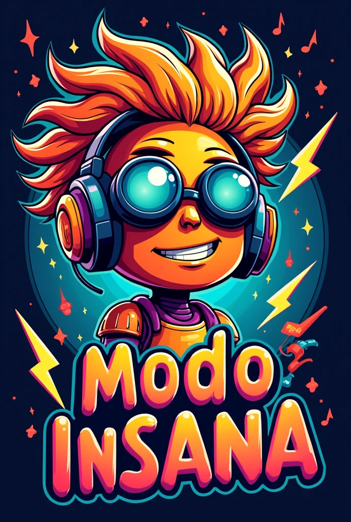 Rock band logo Modo InSana, Orange mechanical source, cartoon anos 80.