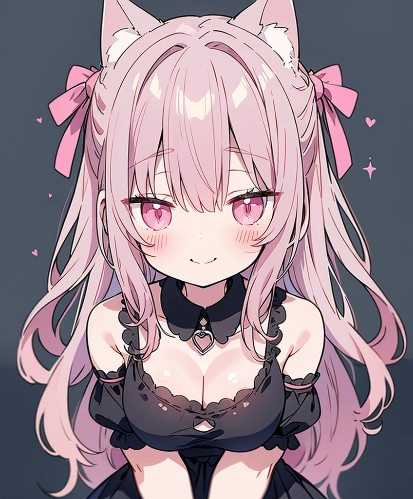 Gray Hair, Pink Eyes, Portraiture, tobacco, One person, High resolution,Cat ear, whole body, Large Breasts, smile, Highest quality, Ultra high definition, Very detailed,