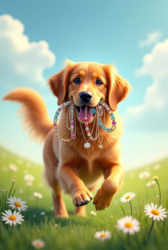 A dog giving jewelry