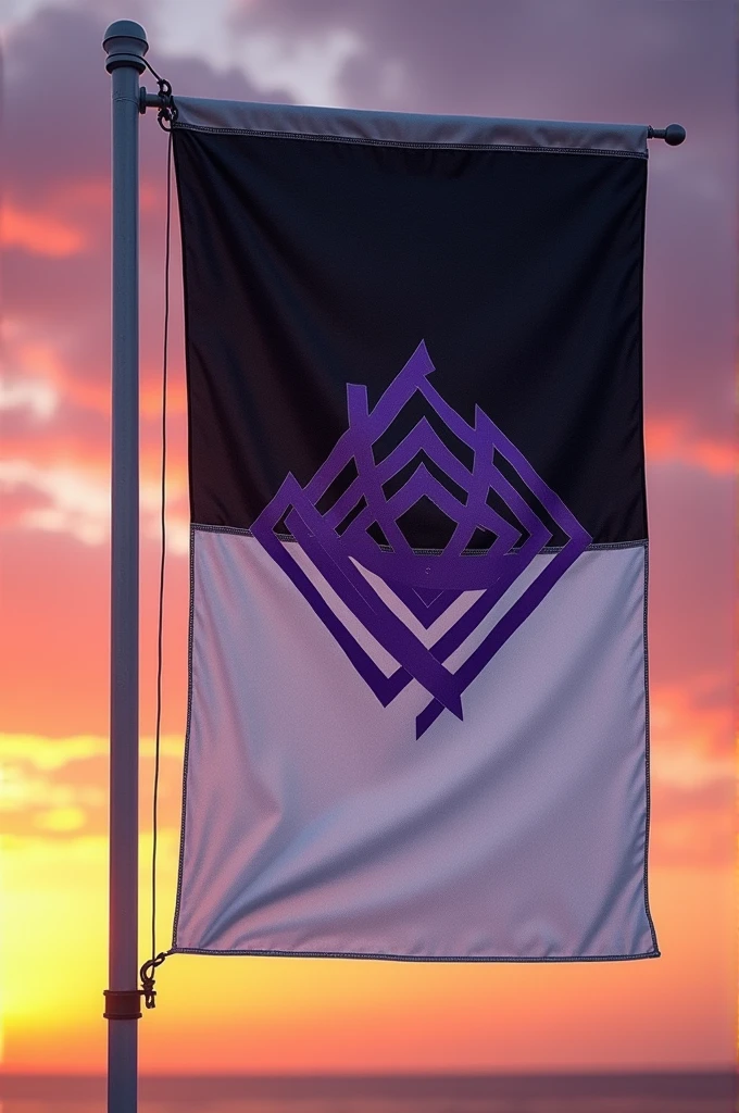 Make me a flag with black, white, and purple colors. 