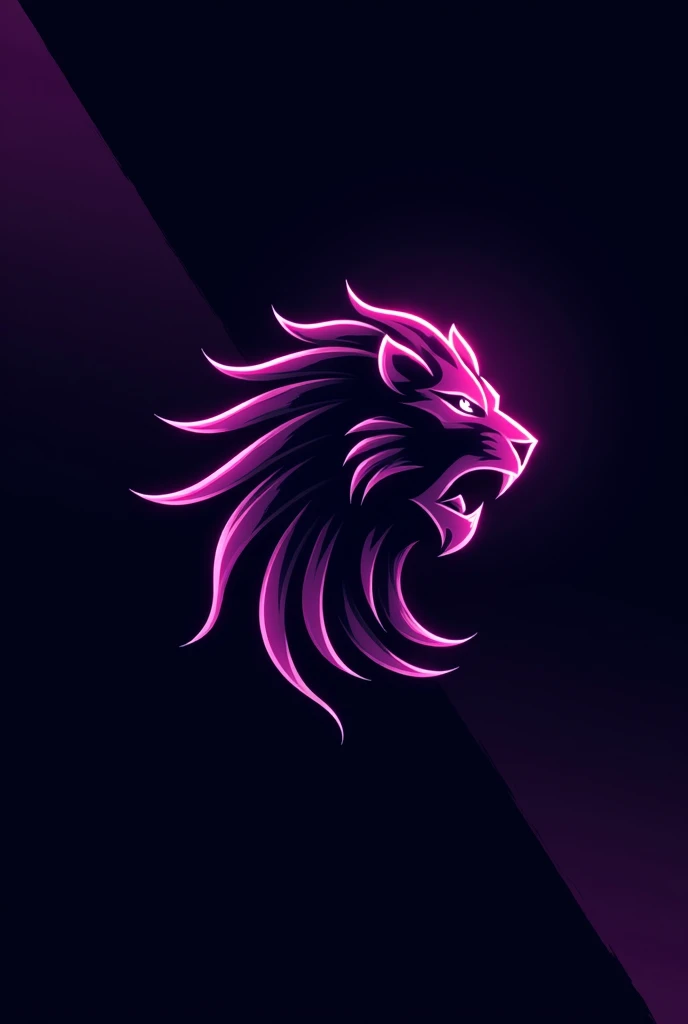 Create a esports team logo with a lion's face in black and purple style
