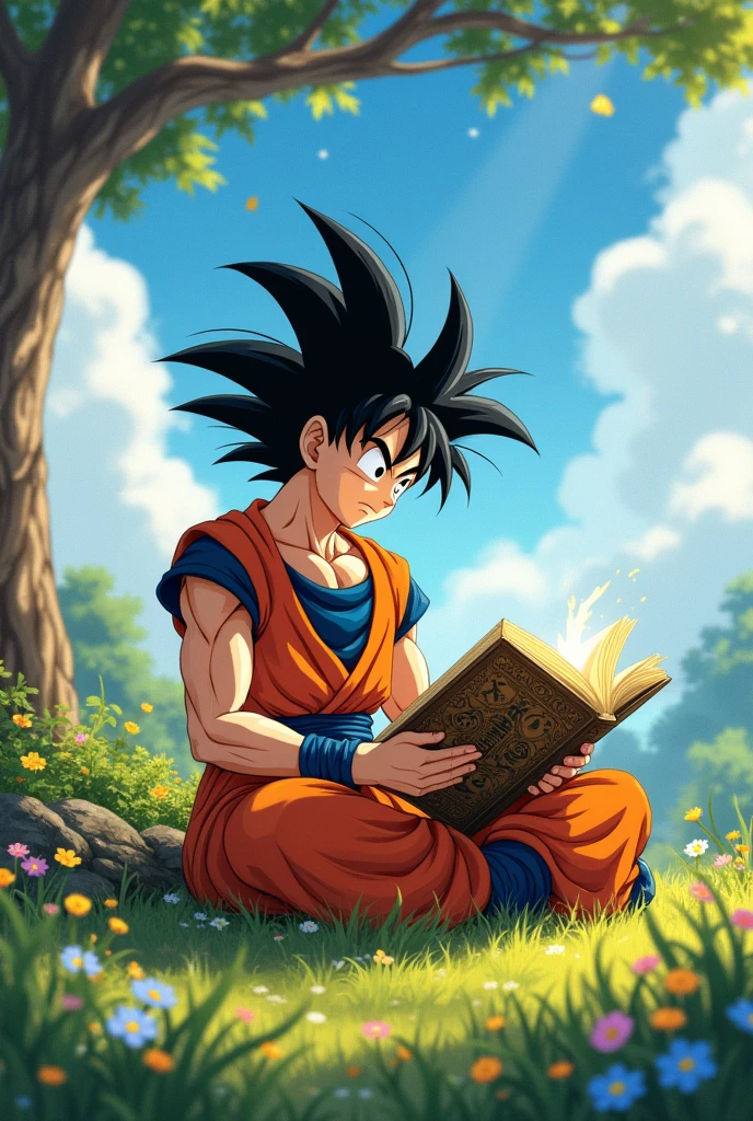 Goku reading