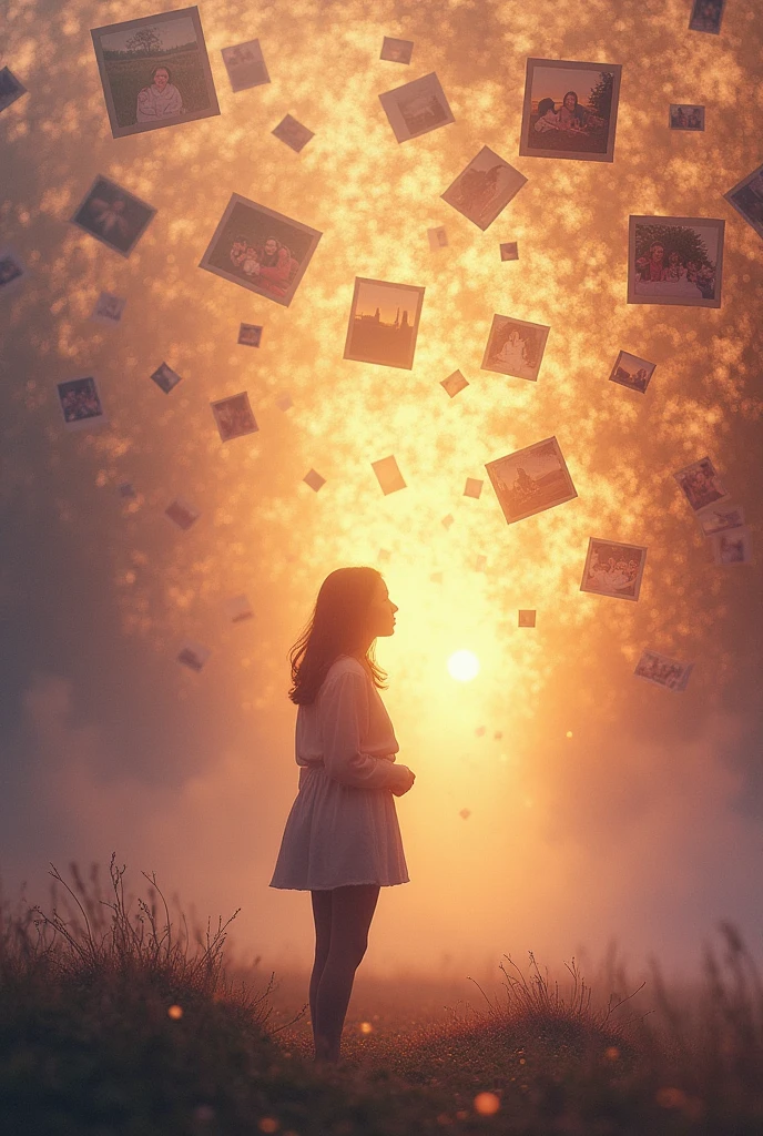 Create an image with a background of past memories with the phrase: "memories that time does not erase".
