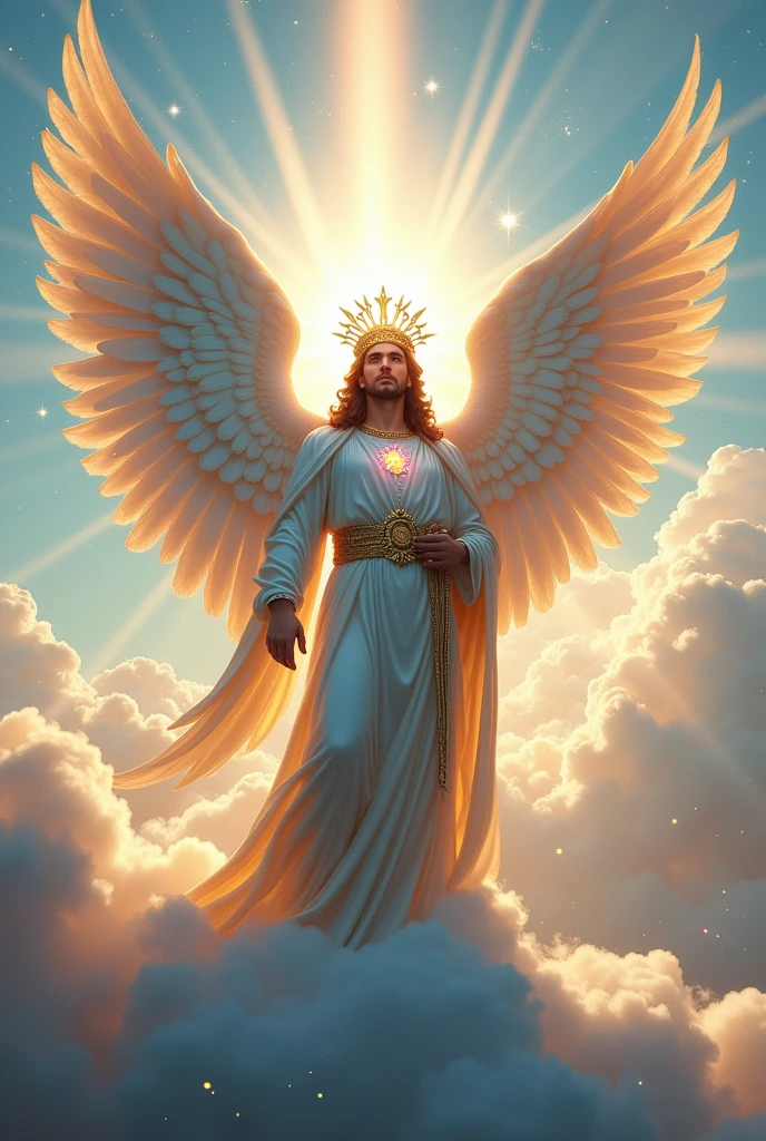 Micheal angels with diamond crown on his head
