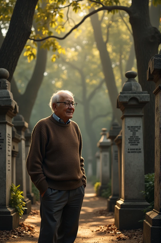 Mario Benedetti among tombs