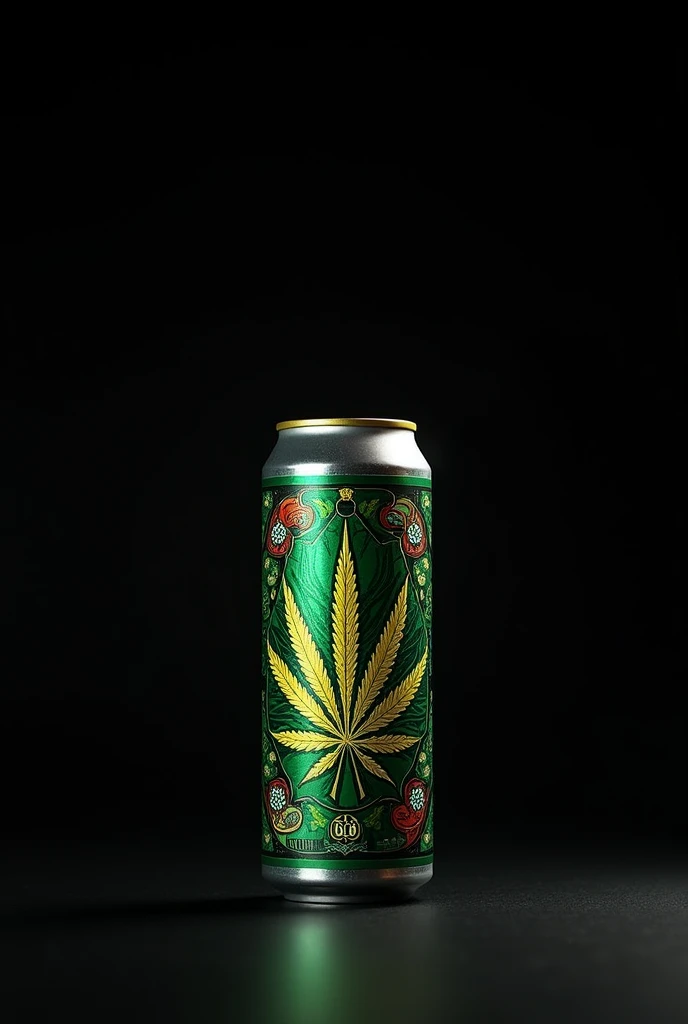 A can of marijuana with a black background