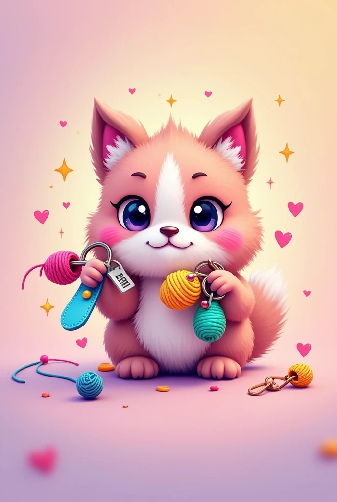 An image of a logo that represents the creation of handcrafted keychains, in a furry style