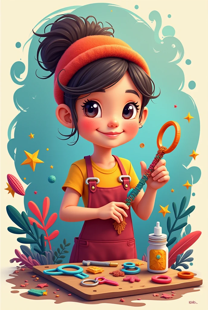 An image of a logo that represents the creation of handcrafted keychains, With an animated style