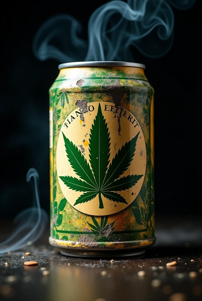 A marijuana tin can with a black background