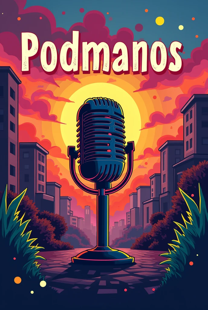Podcast logo design for 'Podmanos' with characteristics of Era Vargas