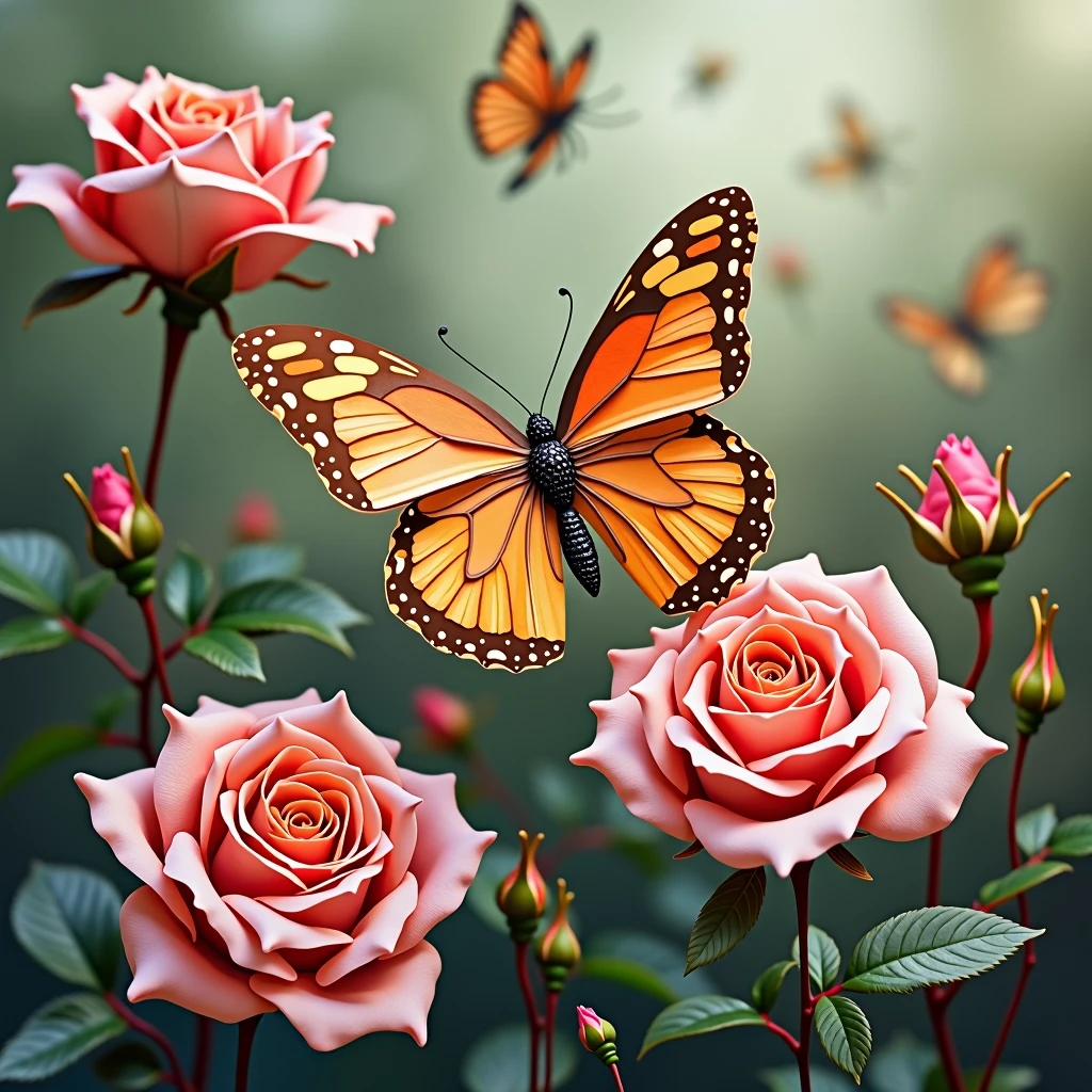 Creat rose garden . Butter flies