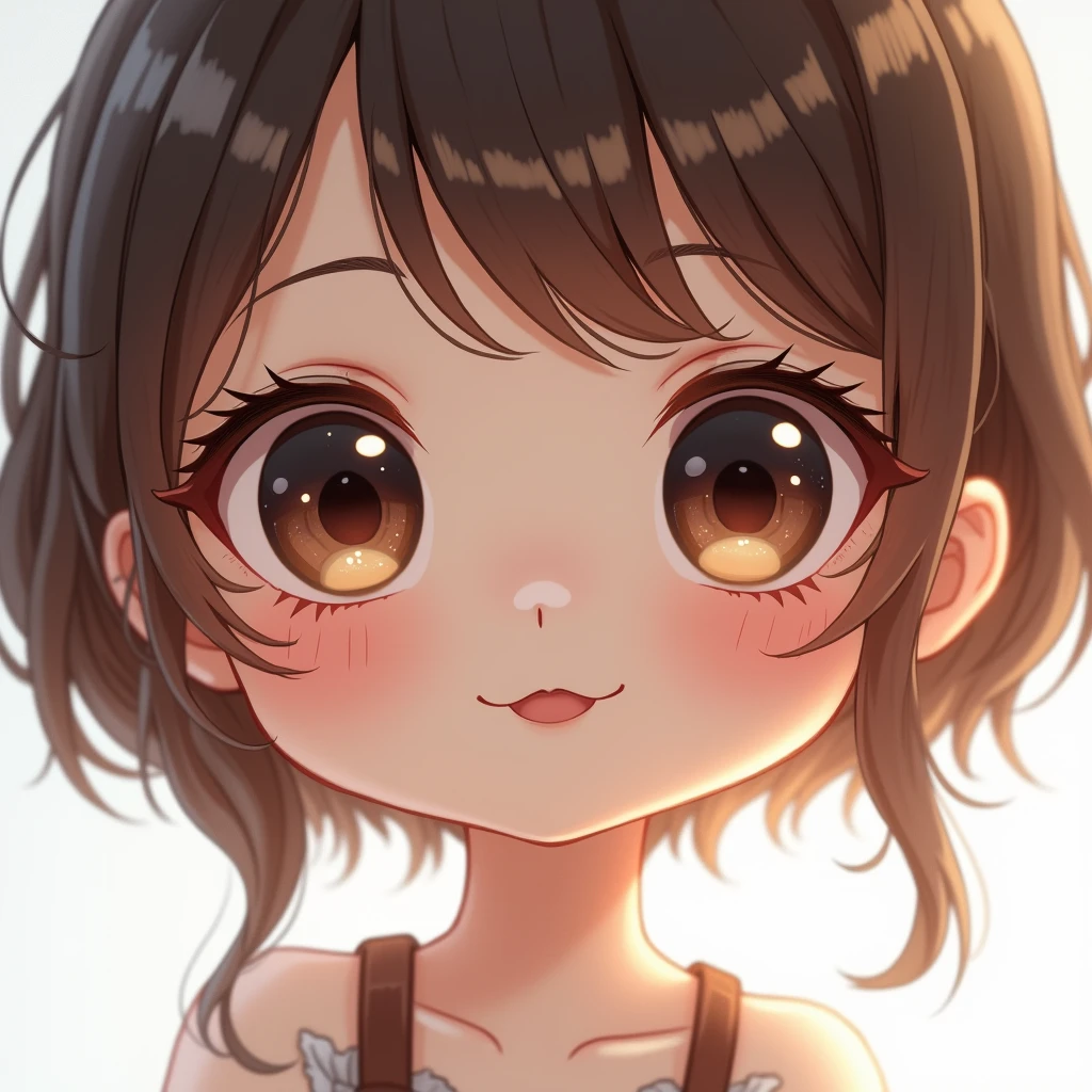 chibi girl, close up portrait, white background, beautiful detailed eyes, beautiful detailed lips, extremely detailed face and features, long eyelashes, highly detailed, 8k, photorealistic, cinematic lighting, soft diffuse lighting, natural skin tones, intricate details, elegant, cute, adorable, whimsical