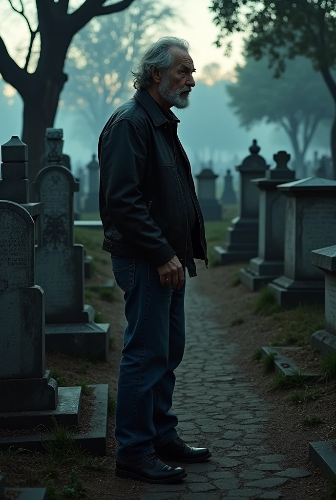 Charles Bukowski among tombstones