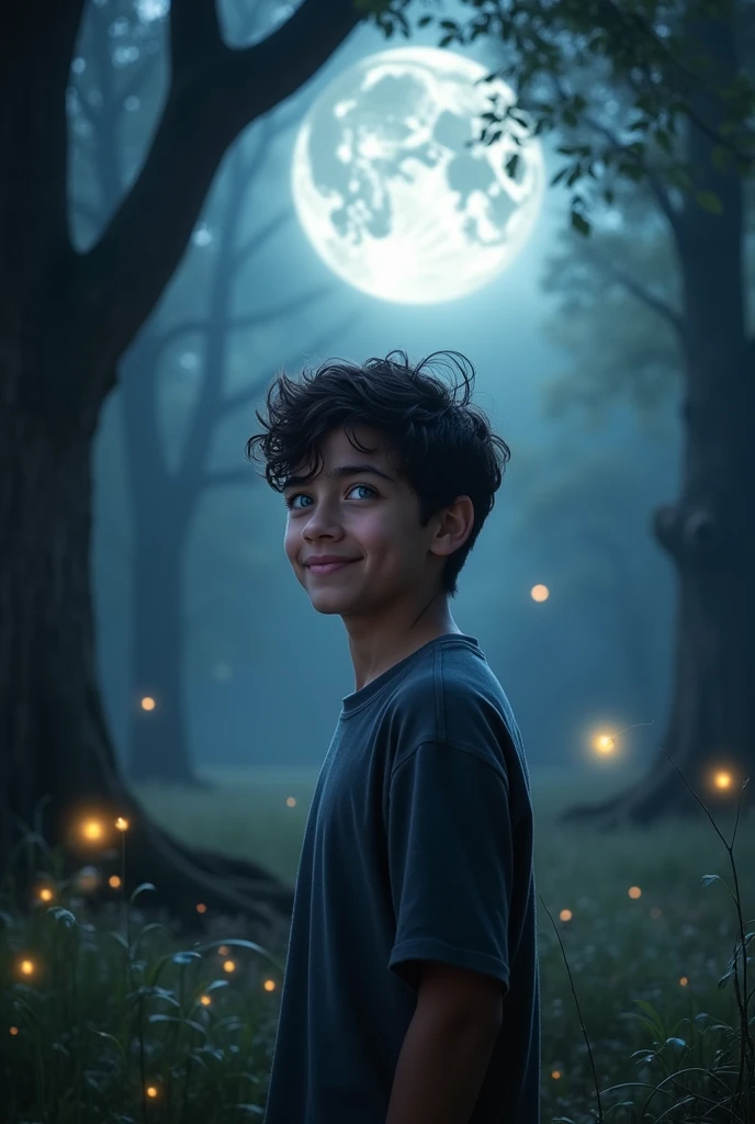 A handsome boy in full moon 