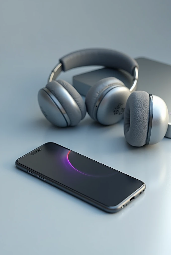 now a modern cell phone and wireless headphones without background


