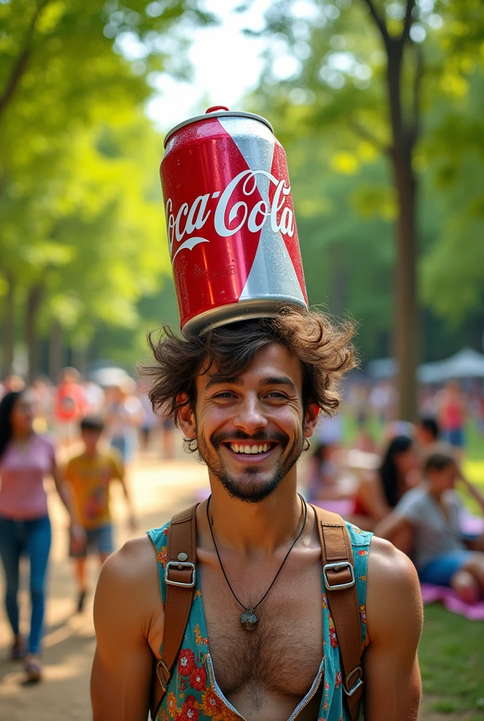 Man with a can on his head 