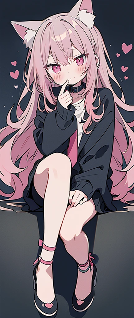 Gray Hair, Pink Eyes, Portraits, tobacco, One person, High resolution,Cat ear, whole body