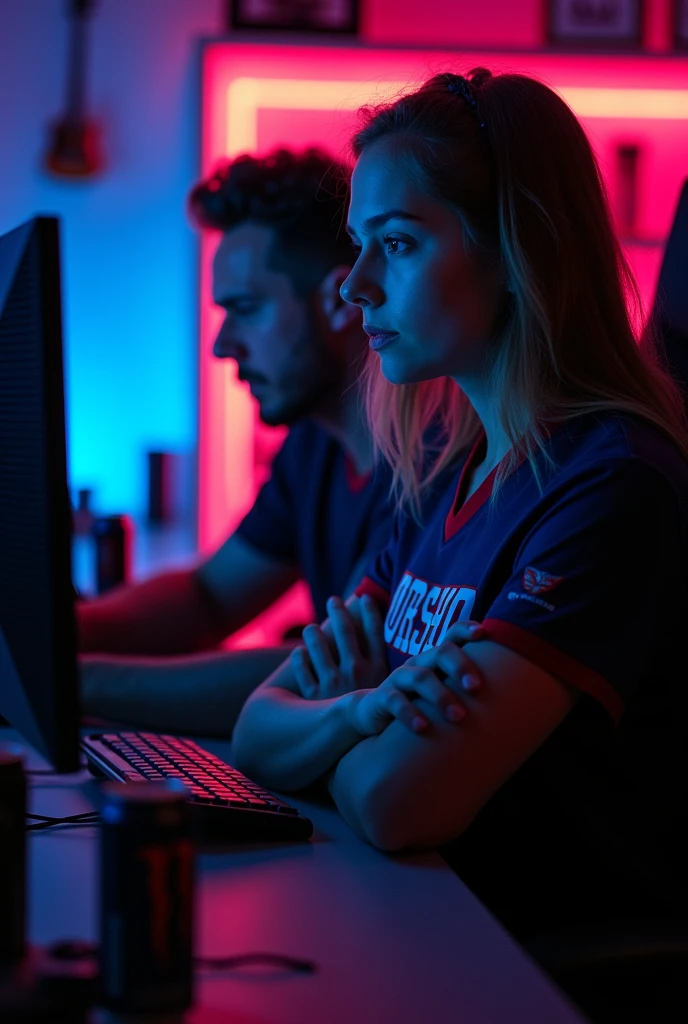 A MAN PLAYING GAME AND A WOMEN FELT ANGRY, HER NAME IS BORSHA WAS WRITTEN ON HER JERCY