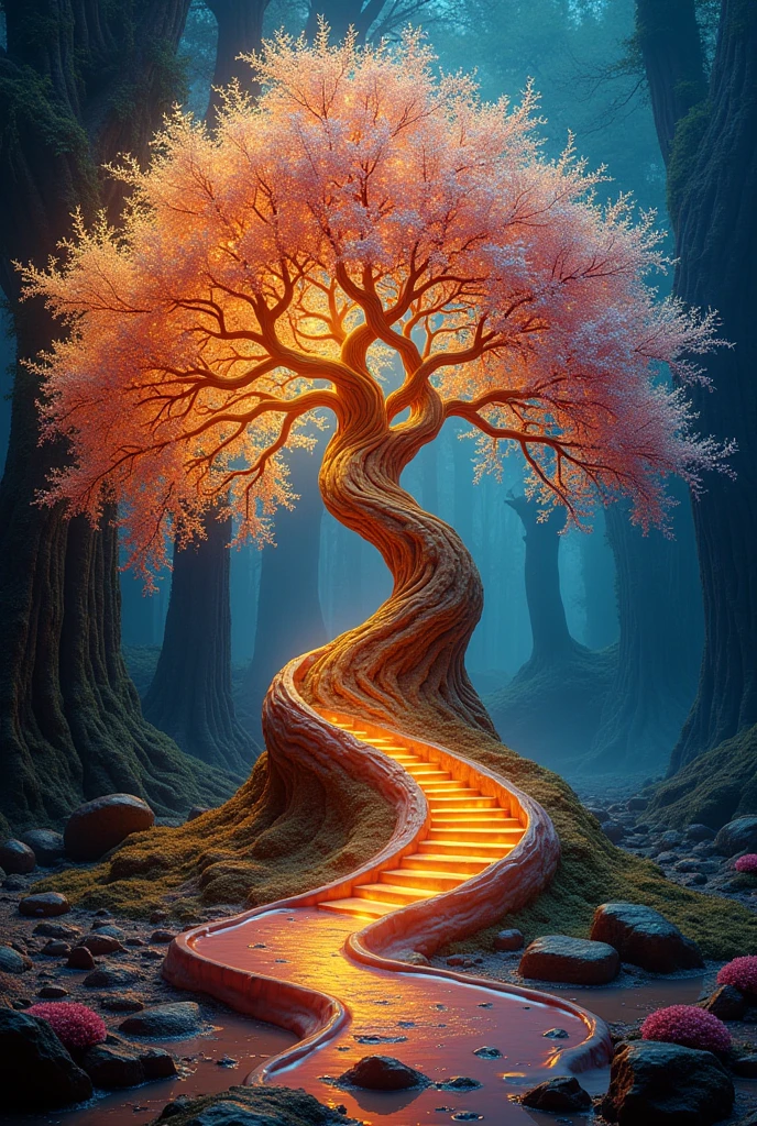 (Evolution of life)、Fibonacci、the golden ratio、melted wax、Visible brush strokes、3D tessellation wireframe、neural graphic、neurons、The Tree of Life、Farbe、tenderness、passion、The ultra -The high-definition、8K UHD、masterpiece