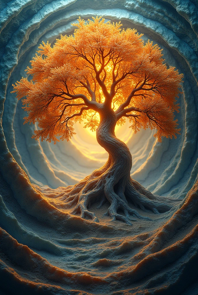 (Evolution of life)、Fibonacci、the golden ratio、melted wax、Visible brush strokes、3D tessellation wireframe、neural graphic、neurons、The Tree of Life、Farbe、tenderness、passion、The ultra -The high-definition、8K UHD、masterpiece