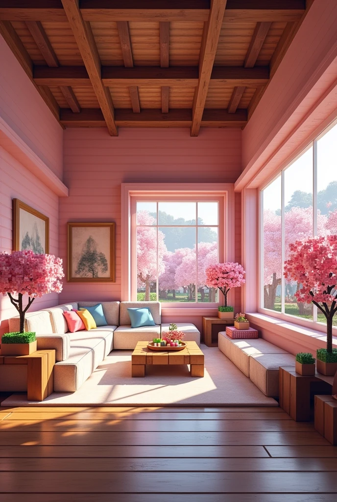 Mincraft cherry blossem house interior