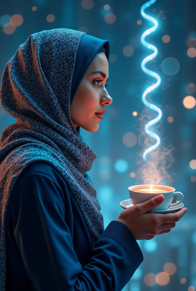 Navigating cryptic computational realms, unraveling DNA’s mysteries, and savoring a refined brew. 🌌🔬☕
Made a hijabi women picture based on this