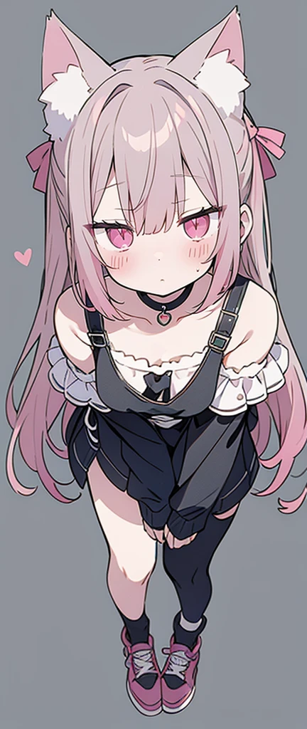Gray Hair, Pink Eyes, Portraits, tobacco, One person, High resolution,Cat ear, whole body