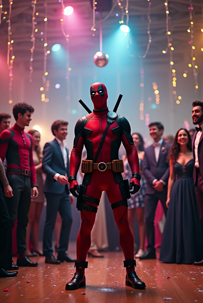Deadpool and his friends laugh at prom
