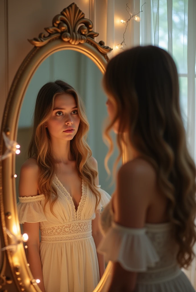 then he slowly turned into a girl, he got shocked looking at the mirror