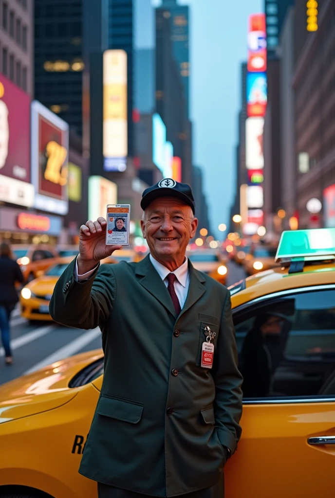 Taxi driver showing his ID