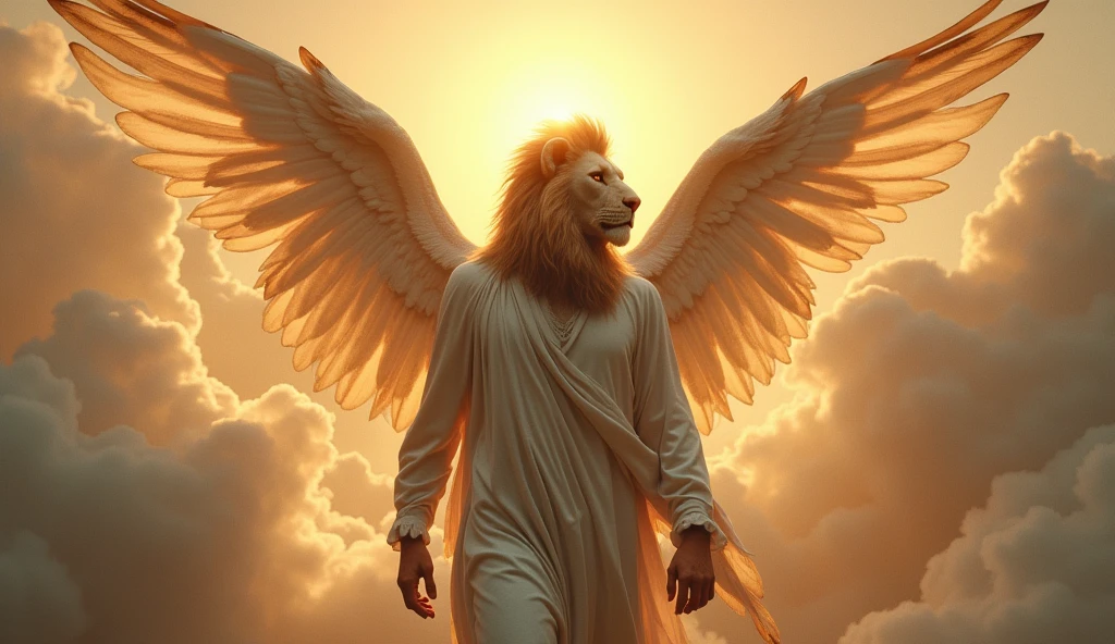 MAKE AN ANGEL The first living being is like a lion, the second is like a bull, the third has a face like a man, and the fourth living being is like an eagle when it is flying, super realistic art style, by László Balogh , inspired by Mort Künstler, Very realistic, realistic illustration style, film scene portrait close-up, very Very realistic, Very realistic effect, hyper-realistic art, portrait format