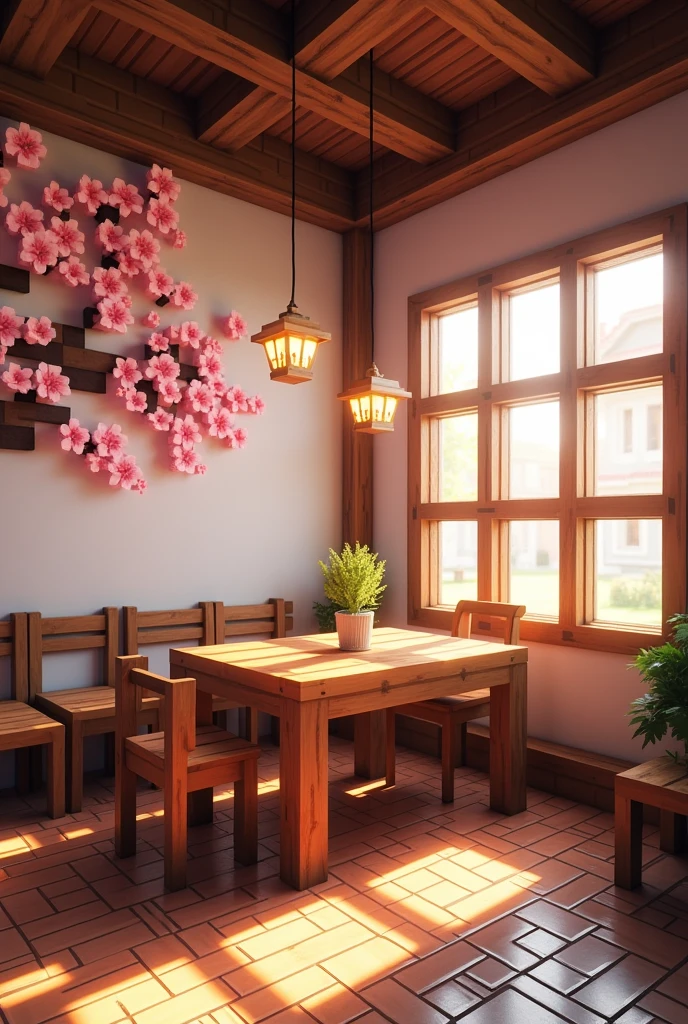 Mincraft cherry blossem house dinning room