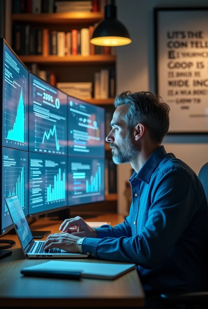 Imagine a drawing of a man making money from online sales