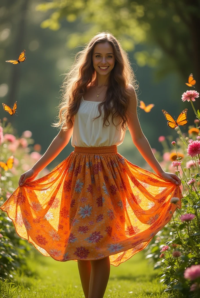 in a skirt without panties