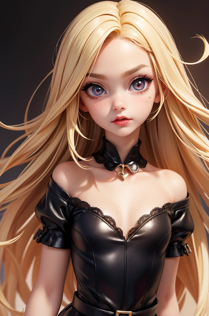 hyperrealistic american teen, blondittle, perfect tiny body, sexy, dark makeup, perfect slim face, big red lips, very cute face, tiny body, big eyes, young looking, childish looking