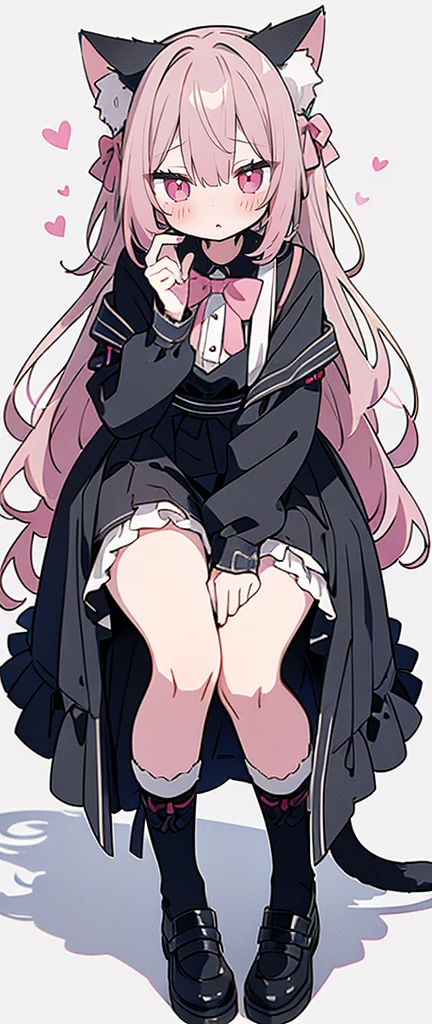 Gray Hair, Pink Eyes, Portraits, tobacco, One person, High resolution,Cat ear, whole body