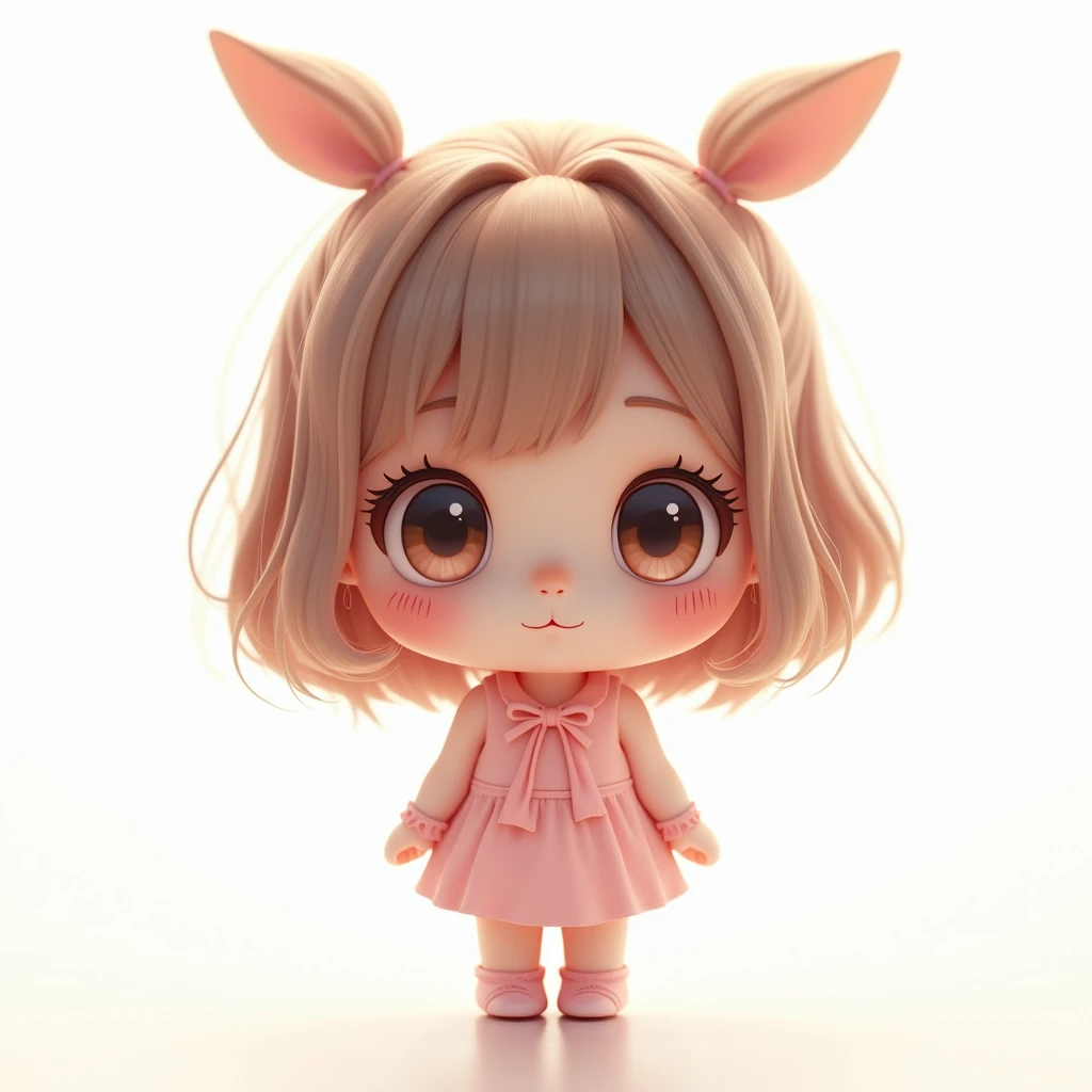 chibi girl, beautiful detailed eyes, beautiful detailed lips, extremely detailed face, long eyelashes, soft lighting, pure white background, (best quality,4k,8k,highres,masterpiece:1.2),ultra-detailed,(realistic,photorealistic,photo-realistic:1.37),soft pastel colors,cute,adorable,minimalist,innocent,whimsical