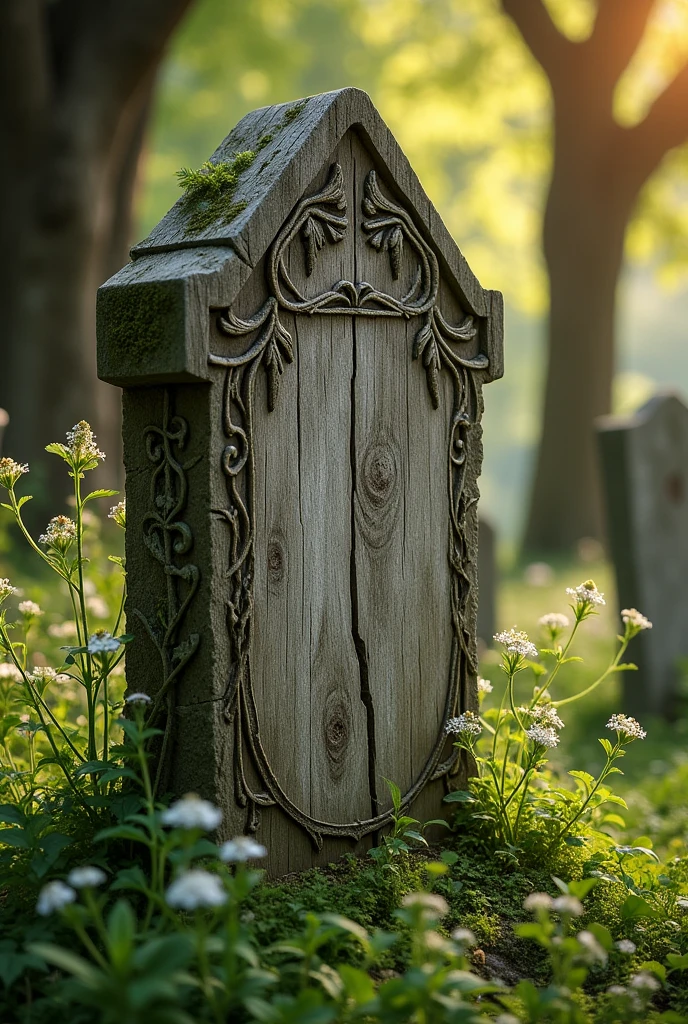Wooden tombstone