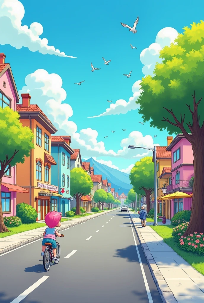 2D CITY SCENARIO WITHOUT CARS ON A LARGE SIDE HIGHWAY. CARTOON STYLE
