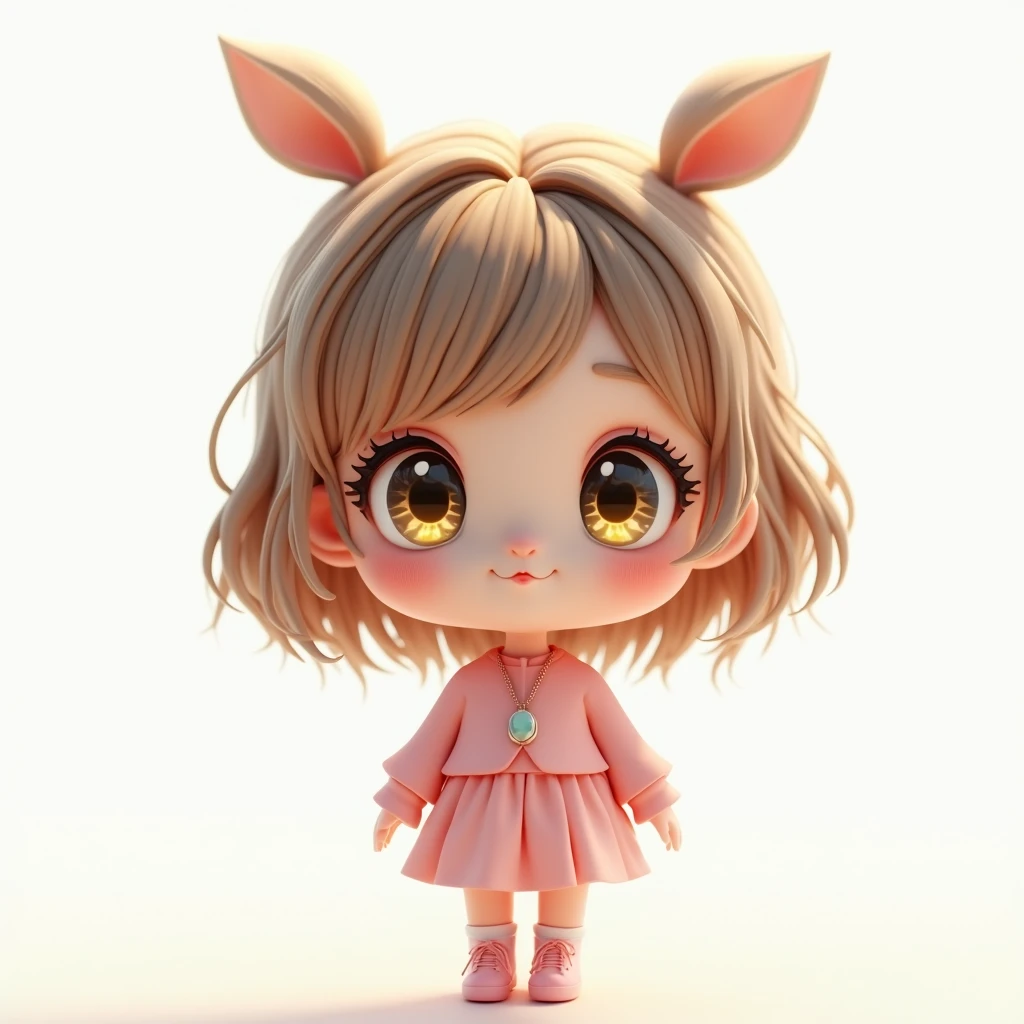 chibi girl, beautiful detailed eyes, beautiful detailed lips, extremely detailed face, long eyelashes, soft lighting, pure white background, (best quality,4k,8k,highres,masterpiece:1.2),ultra-detailed,(realistic,photorealistic,photo-realistic:1.37),soft pastel colors,cute,adorable,minimalist,innocent,whimsical