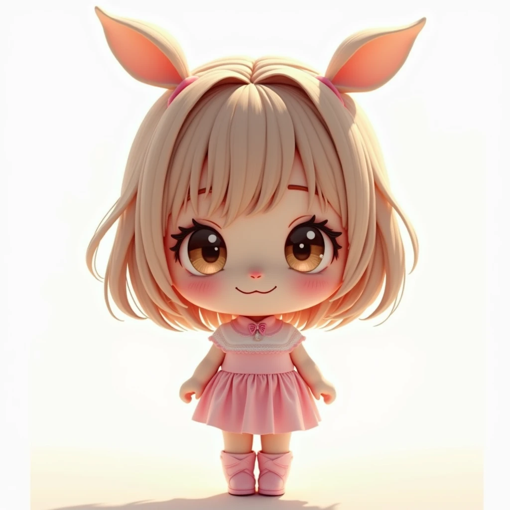 chibi girl, beautiful detailed eyes, beautiful detailed lips, extremely detailed face, long eyelashes, soft lighting, pure white background, (best quality,4k,8k,highres,masterpiece:1.2),ultra-detailed,(realistic,photorealistic,photo-realistic:1.37),soft pastel colors,cute,adorable,minimalist,innocent,whimsical