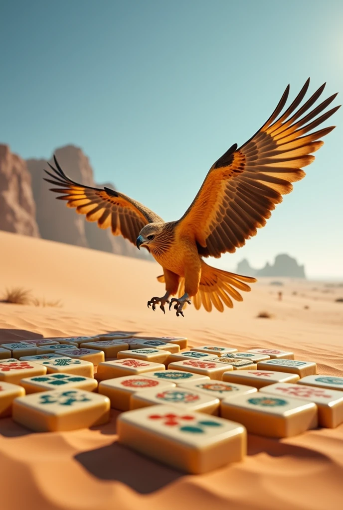 BIG EAGLE HUNTING MAHJONG BOARD IN THE MIDDLE OF THE DESERT 
